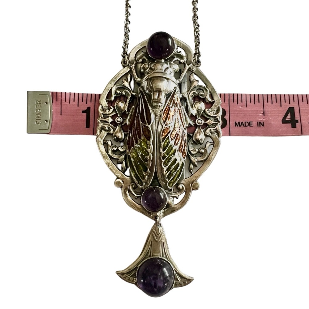 Sterling Silver Art Nouveau Cicada necklace - Picture 10 of 13